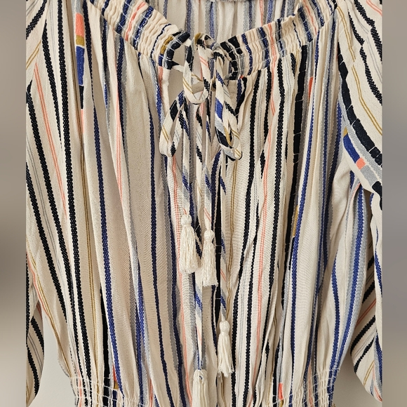 ASTR the Label Blouson Off The Shoulder Mini Dress Multi-stripe Size Medium - Picture 4 of 10